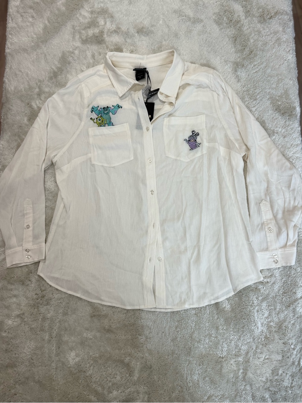 Tórrid x Pixar White Blouse with Monsters Inc. Patches, Size 2 (XXL)
